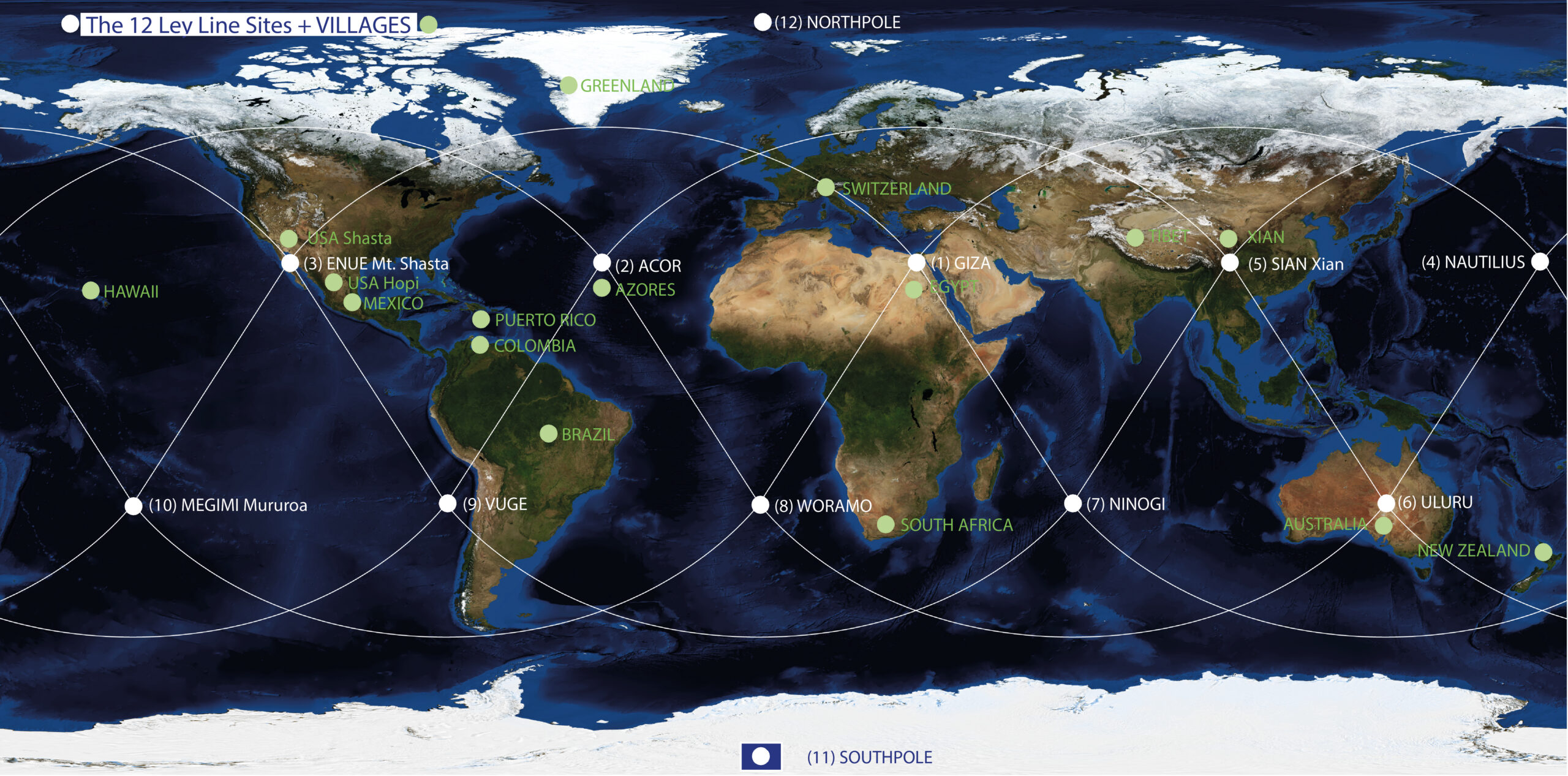 MAPS 12 Ley Sites + Villages United World Movement